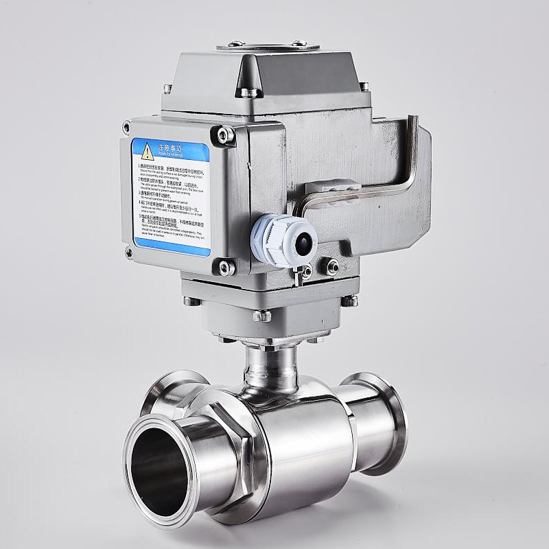 不锈钢卫生级快装电动三通球阀 快开电动三通球阀卡箍式三通球阀