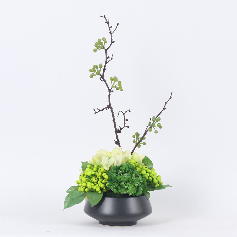 新中式仿真绿植花艺摆件酒店售楼处前台装饰花卉家居酒柜陶瓷盆景