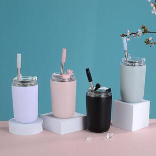 10oz吸管咖啡杯便携式口袋杯小巧可爱类女士杯280ml保温杯LNS风格