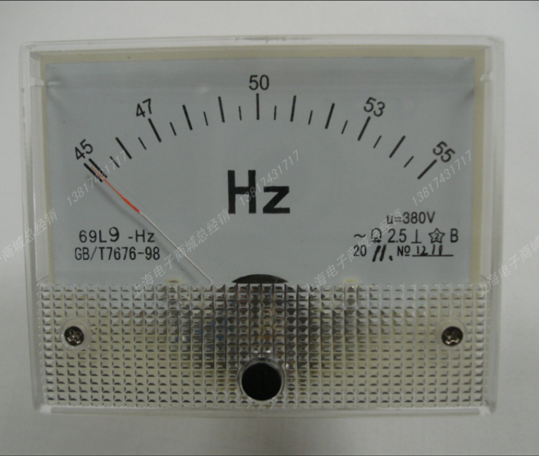 69L9  50HZ/AC380V  220V  交流指针式频率表 频率表 面板表