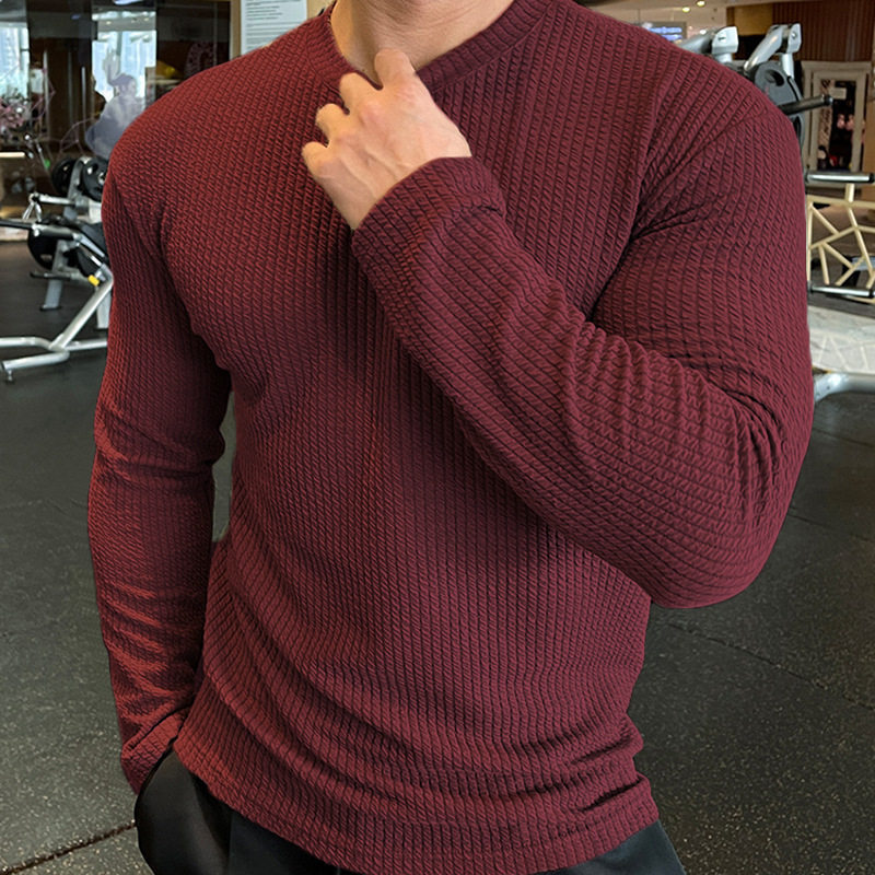 2024冬季潮流毛衣男时尚针织套头打底衫跑步训练长袖Men T-Shirt