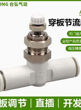 隔板管道节流阀AS1001F-04-3 2001F-06气管调速接头2051F-08-穿板