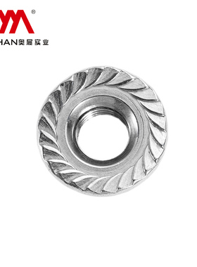 奥展304/316/316L不锈钢六角法兰螺母DIN6923带齿防滑螺丝帽