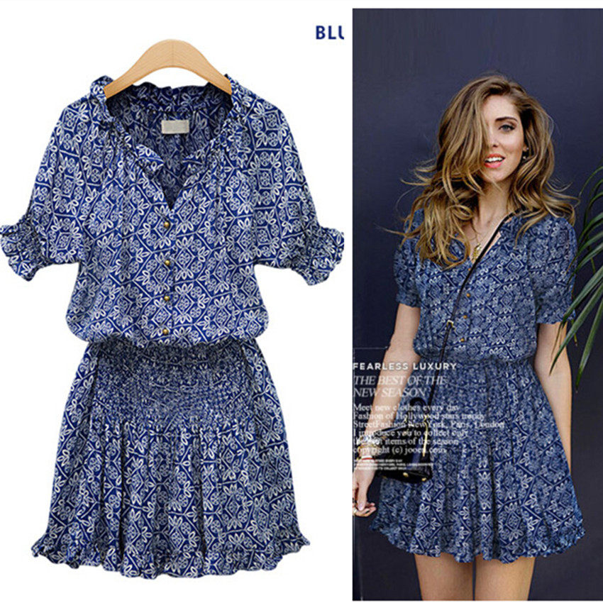Summer Dress Women 2019 Mandarin Collar Woman Dress V-Neck