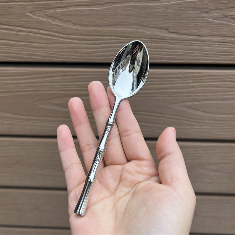 竹叶甜品勺304不锈钢冰激凌雪糕勺宝宝喂饭勺甜点勺蜂蜜勺搅拌勺