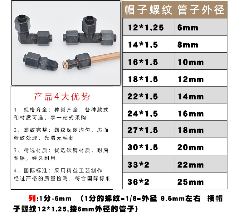 液压扩口式接头过渡高直