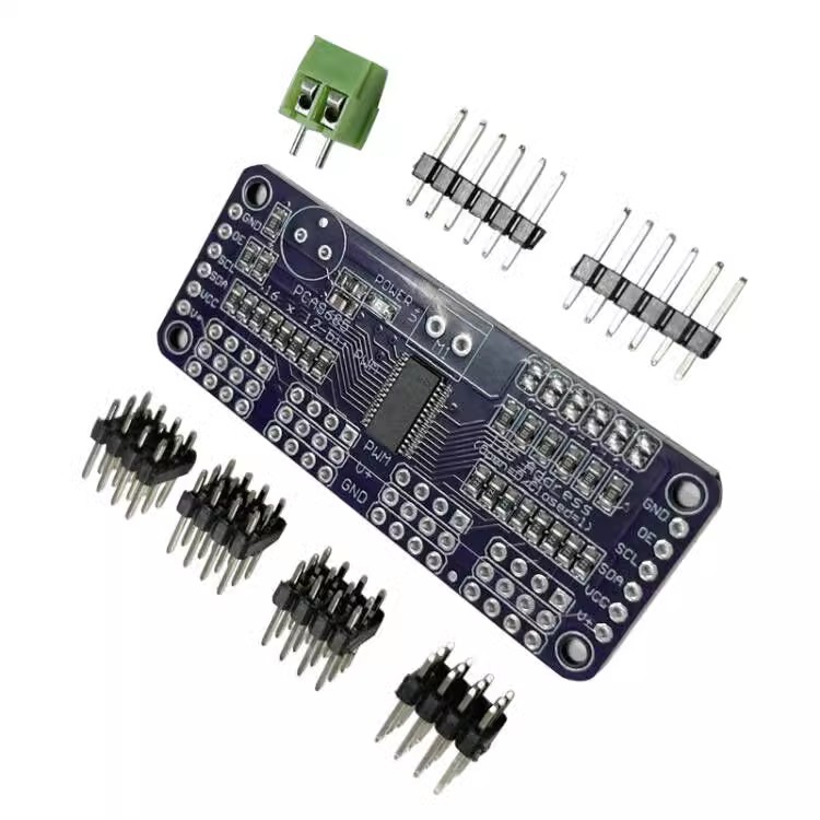 MCU-PCA9685 16通道 12位Fm+I2C总线 PWM 控制器舵机控制模块
