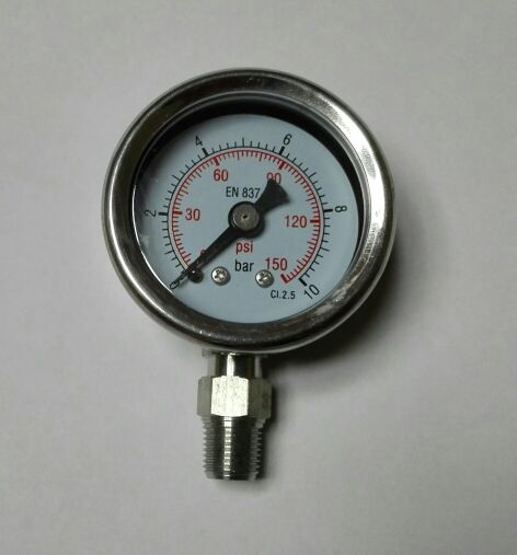 小不锈钢压力表 直径41mm 压力0～10bar/150psi 径向 螺纹zg1/8