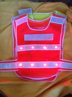 带灯反光衣橘红 带灯LED反光马甲夹背心施工骑行安全服装