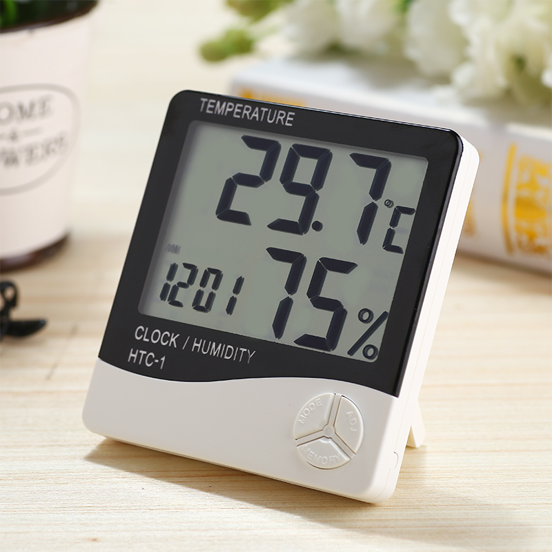 HTC-1电子数字干湿温度计室内高精度温湿度计家用台式温度表闹钟