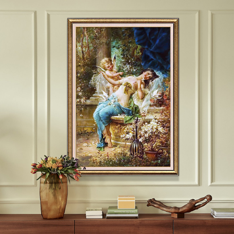 卧室人物油画美式玄关装饰画世界名画古典欧式别墅挂画复古画壁画图片