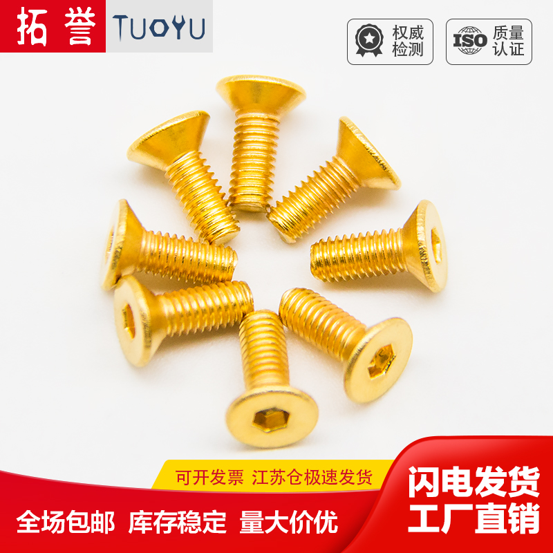 不锈钢镀金沉头内六角螺