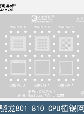 骁龙810/801钢网/高通MSM8994/8960/8974/8674/8274暂存CPU植锡网
