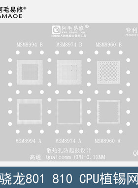 骁龙810/801钢网/高通MSM8994/8960/8974/8674/8274暂存CPU植锡网