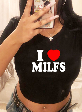 I love milfs funny cropped top women sexy party clothes露脐