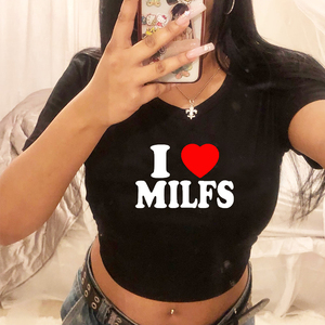 I love milfs funny cropped top women sexy party clothes露脐
