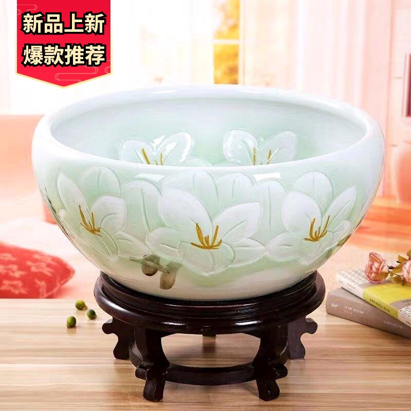 花盆陶瓷鱼缸家用客厅睡莲绿植水培盆乌龟缸造景小型招财养鱼盆