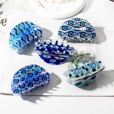 8cm幸运蓝眼睛抓夹发夹