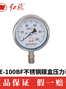 红旗仪表YE-100BF 6 10 16 25KPa不锈钢膜盒压力表千帕表天然气表