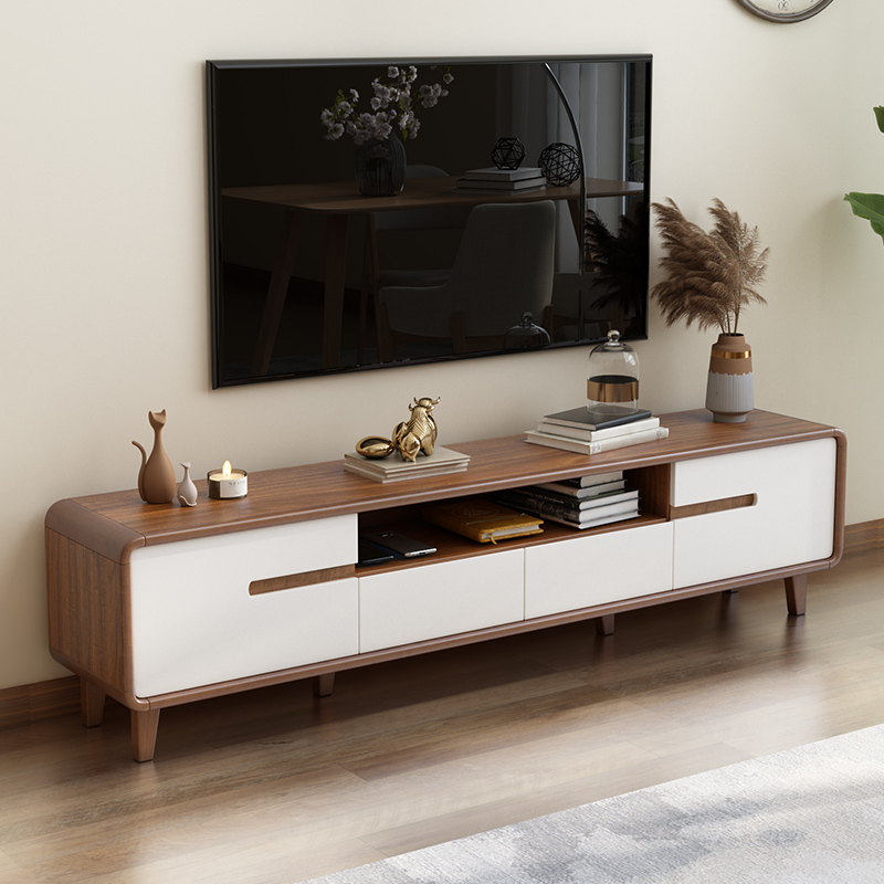 茶几电视柜组合客厅家用2024新款新中式现代简约实木边框一体靠墙