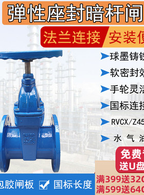 软密封暗杆弹性座封闸阀RVHX Z45X-10/16Q RVCX DN50 100 150 500