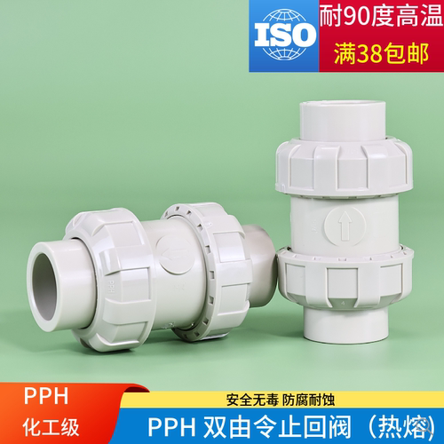 PPH双活接止回阀PPR双由令升降式止逆阀球型上水管道热熔pp单向阀