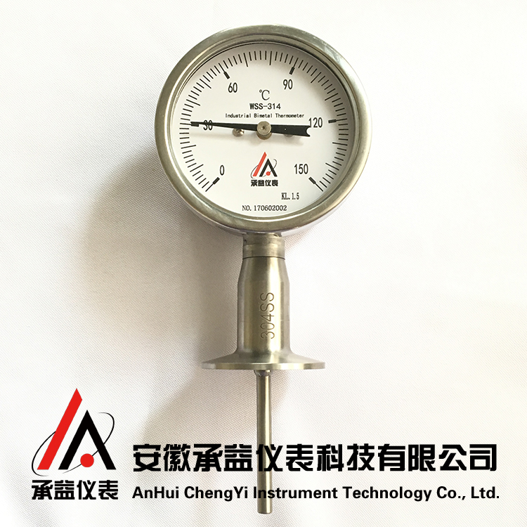 双金属温度计WSS-316φ50.5卫生法兰快装法兰式径向工业用温度表
