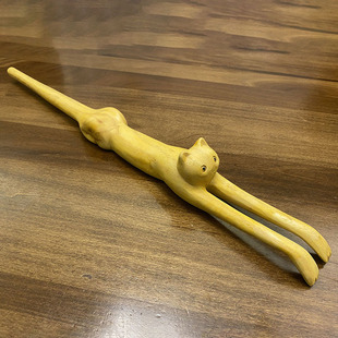 新品CAT-SHAPED BACK SCRATCHER 木制猫形背部抓挠棒可DIY挠痒棒