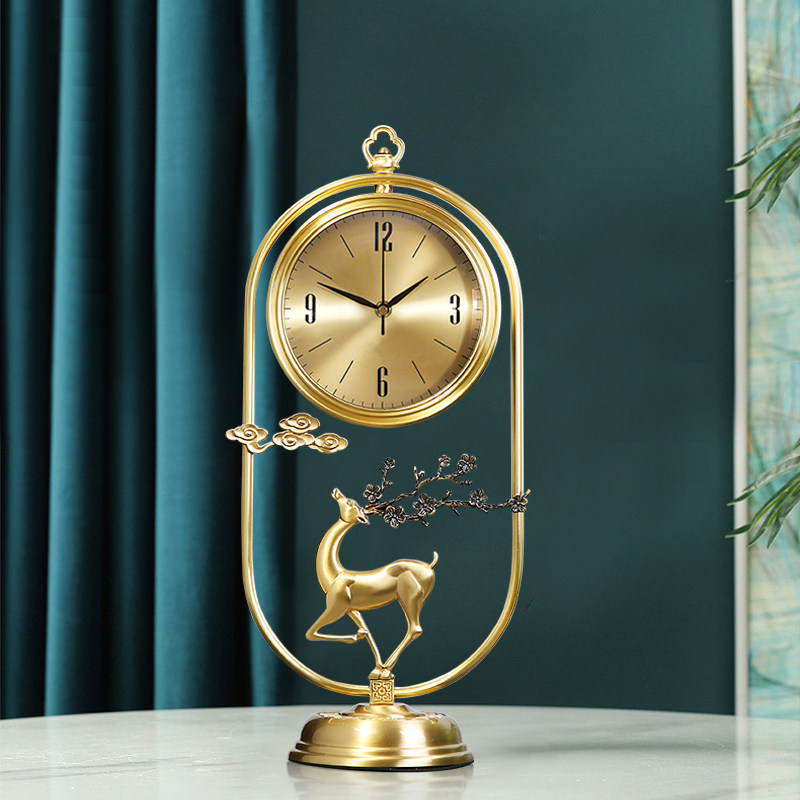 新中式纯铜座钟客厅家用台式钟表轻奢静音桌面时钟摆件复古坐钟,家居饰品,座钟,淘宝优惠券,粉丝福利购,淘宝优惠卷
