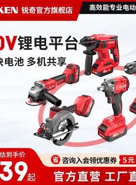 【20V组合】锐奇20V工业锂电充电电锤角磨电钻全家福7220/2120