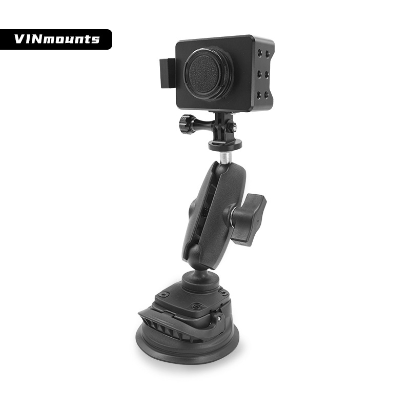 汽车户外防抖1/4螺纹支架万向球头视角gopro运动相机吸盘支架