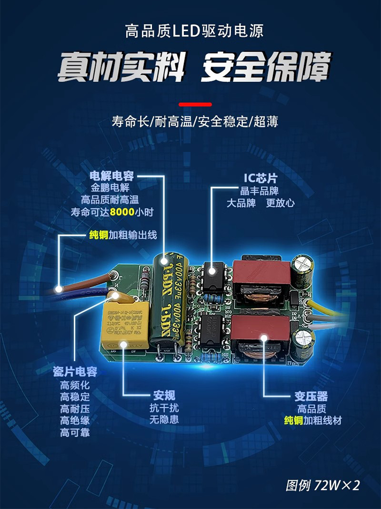 led灯光源驱动家用吸顶灯三色镇流器LED恒流驱动电源变压器整流器