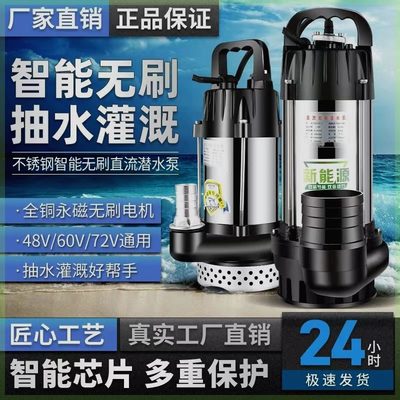 无刷直流潜水泵48V60V72V大流量3寸4寸电动电瓶车农用灌溉抽水泵