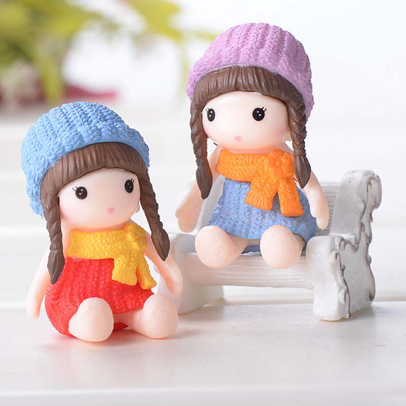 微景观花盆小摆件装饰品盆栽创意摄影可爱女孩小人摆设四色帽公仔