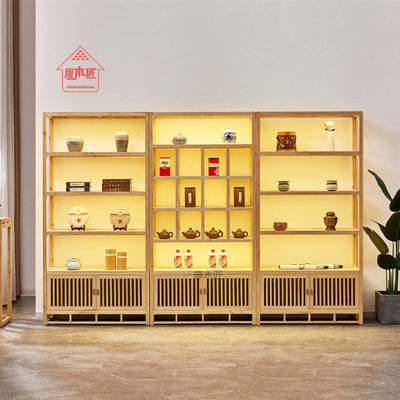 实木茶叶展示架松柜书博