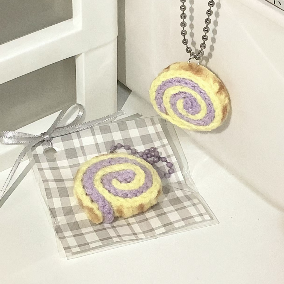 diy钩针虎皮瑞士卷蛋糕毛