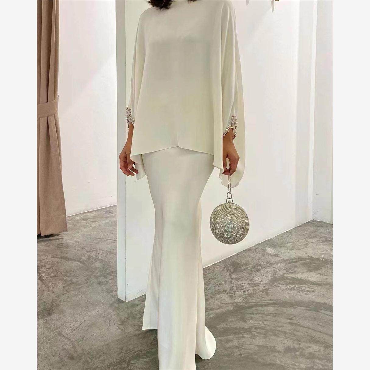 Women Elegant Dress Set 欧美时尚女装优雅拖地连衣裙套装
