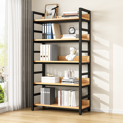 书架置物落地实木多层铁