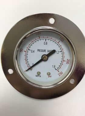 直径50mm 轴向压力表 带边 Y-50ZT 压力1.6mpa 230psi 螺纹G1/4