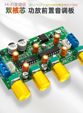 发烧级功放前置调音板XR1075+LM1036高保真HI-FI音调板前级板成品