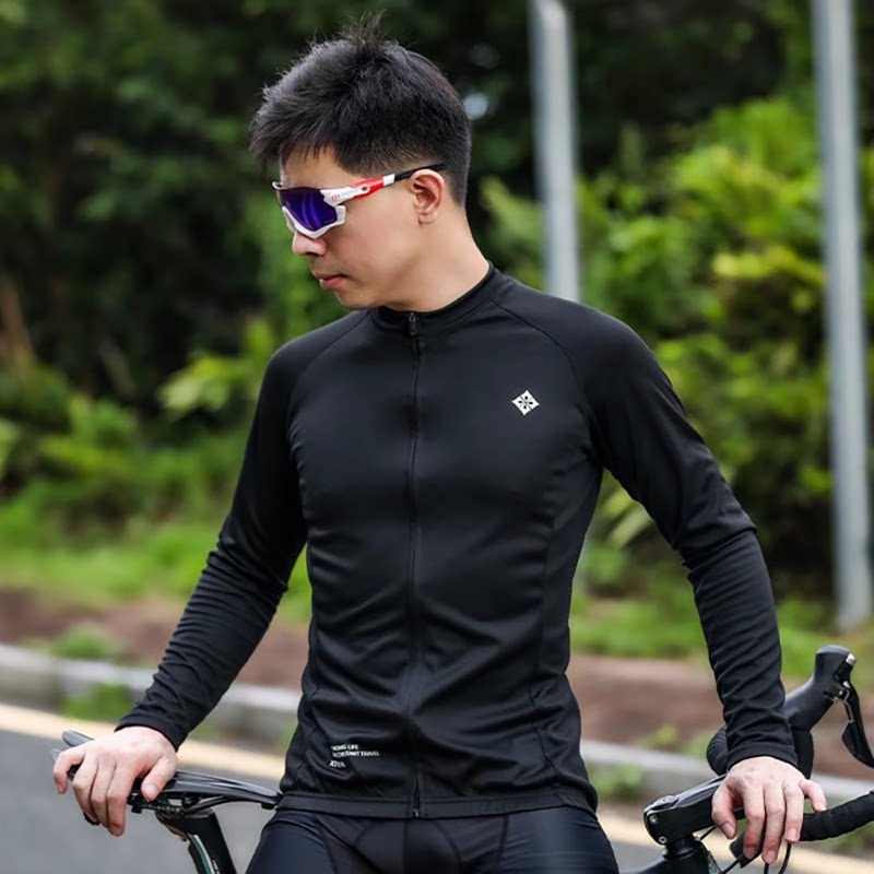公路车专业骑行服男2024新款春夏薄款长袖赛车服自行车服纯色上衣