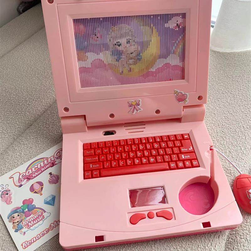 外贸英文仿真笔记本电脑模型儿童早教玩具礼物可伸缩鼠标打字键盘