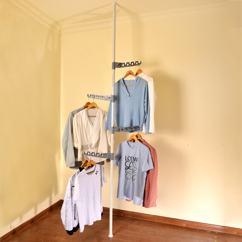 顶天立地衣架置升降晾神