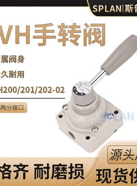 VH200-02三位四通换向手动阀控制阀手转阀VH201气动VH202-02金属