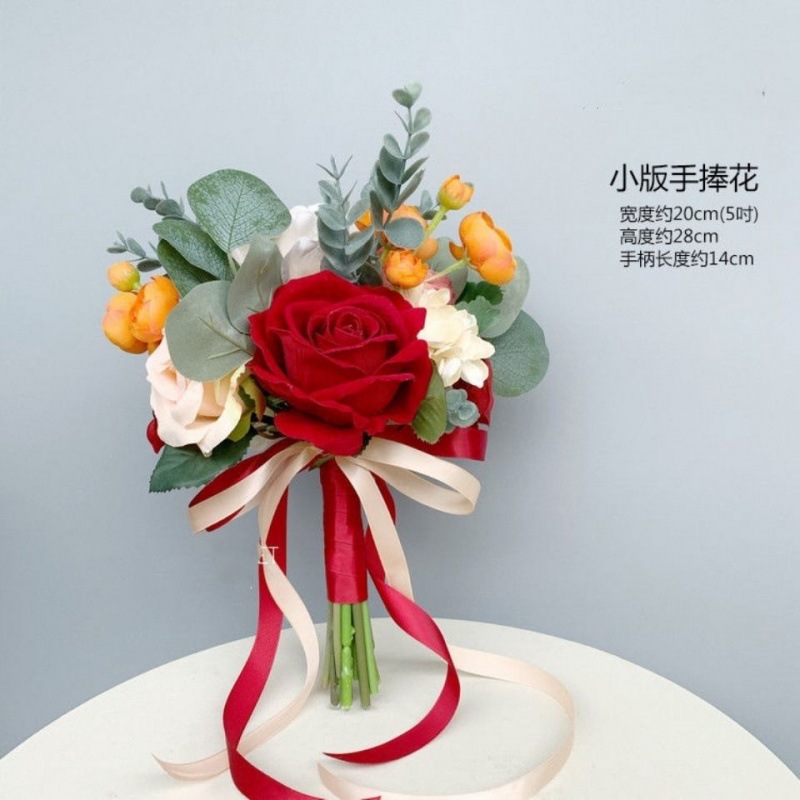 结婚手捧花新娘仿真玫瑰花婚纱照假花束捧花领证森系拍照道具