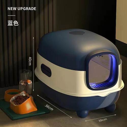 猫砂盆超大号紫外线防臭放溅砂自动闭可拆卸式猫咪用品跨境厂