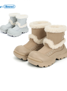 Ouder 雪地靴女真皮羊毛厚底增高大头鞋靴子冬季新款防水防滑棉鞋