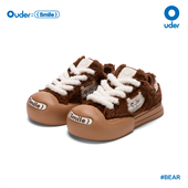 Ouder 厚底增高休闲板鞋 smiler开口笑帆布鞋 女毛绒猫咪复古大头鞋