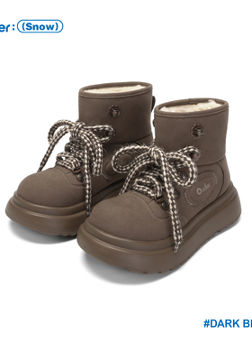Ouder雪地靴女秋冬新款加绒加厚羊毛大头鞋厚底增高防水防滑棉鞋