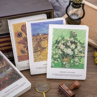 梵高A5素描本绘画本速写本美术生专用手账本高颜值32K笔记本子涂鸦本硬壳厚随身小本子空白日记本可平铺